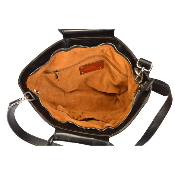 PATRICIA NASH OSSI WOVEN SATCHEL BLACK (SHOULDER STRAP ADDED) - Picture 7 of 15